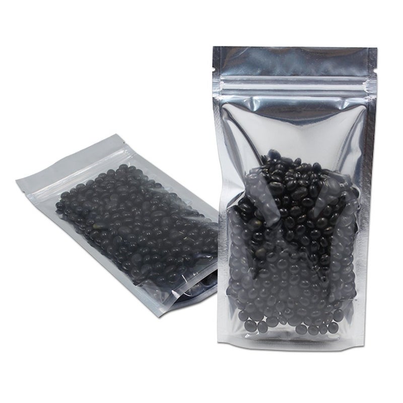 FERENLI 100 Pieces Zipper Lock Stand Up Clear Front Resealable Aluminum Mylar Foil Plastic for Zip Packaging Bag Heat Sealable Lock with Tear Notch Long Term Food Storage 5.5x7.9 inch - Image 1